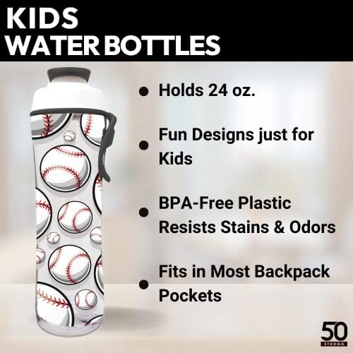 50 בקבוק מים חזקים לילדים עם מכסה צ'ג 'וידית נשיאה קלה | 24 גרם כוס טריטן ללא BPA עם כובע אטום דליפה | בקבוק מי בייסבול | בקבוק מים בנים | בקבוק מים בנות | בקבוק מים לילדים